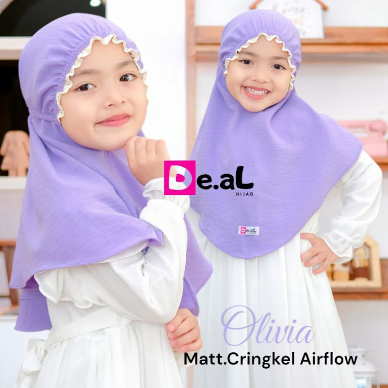 Jilbab Anak Crinkle Air Flow Olivia / Jilbab Anak Bergo Kerut 3-6 Tahun Terbaru / Alody's Collection