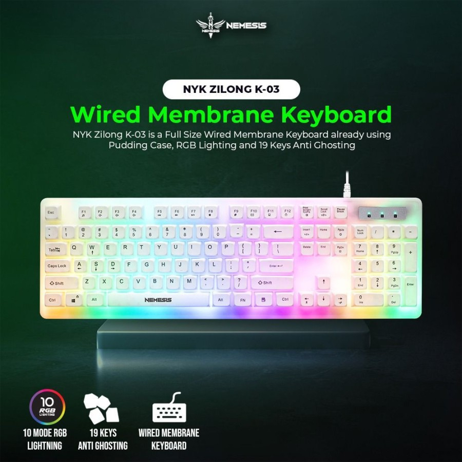 NYK K03 / K-03 Zilong Pudding Case Full RGB Gaming Keyboard