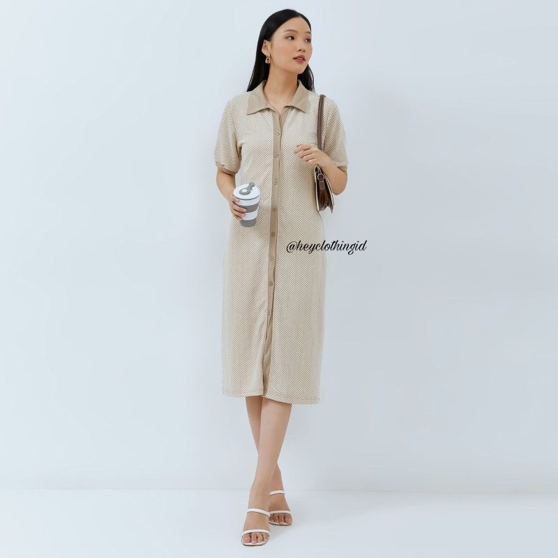 Caroline Midi Dress - Midi Kemeja Dress Wanita