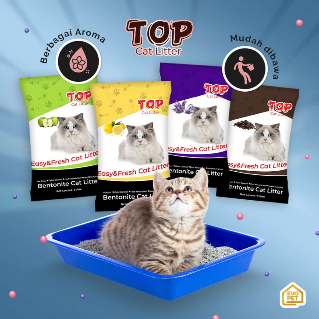 Pasir Kucing Top Cat Litter Bentonite Gumpal Wangi 25 LIter / 20 KG