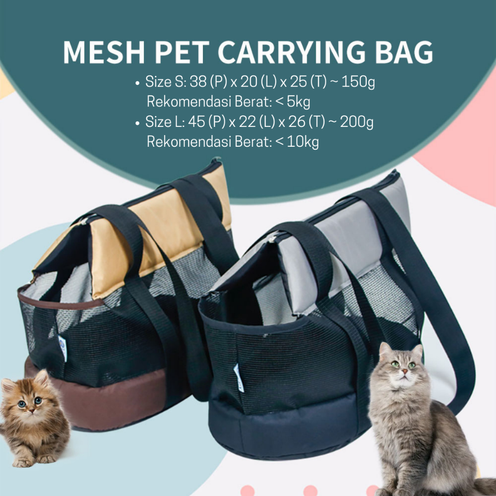 Pet Carrier Tas Jinjing Hewan Gendong Anjing Travel Cargo Bag Mesh Jaring Anti Panas Carrying Anabul Totebag Traveling