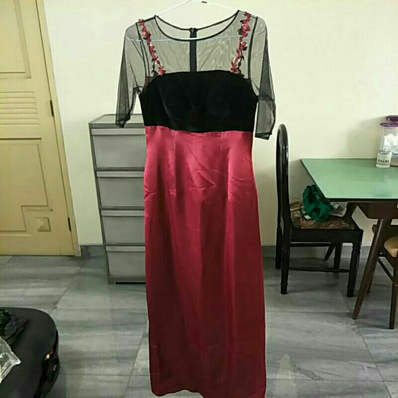 gaun long dress pesta wanita