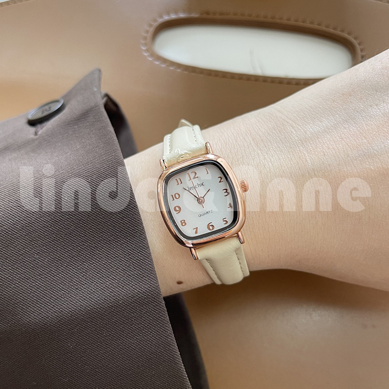 Jam Tangan Kecil Wanita Analog Gaya Retro Klasik Strap PU Leather Fashion Import