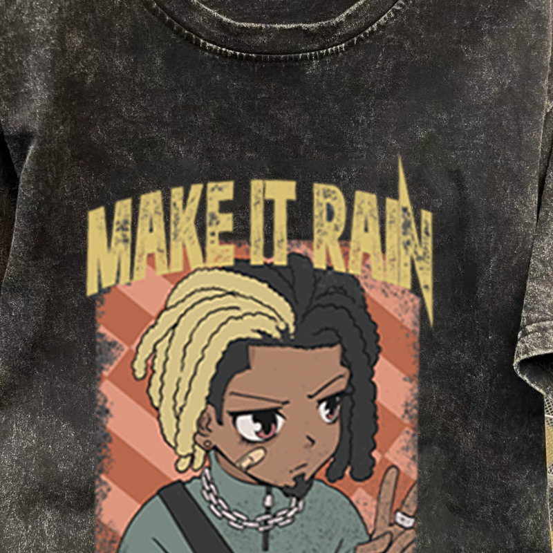 RDGF Kaos anak laki-laki keren Amerika T-shirt trendi gaya jalanan Washed kaos Kaos Pria Modis/A0493