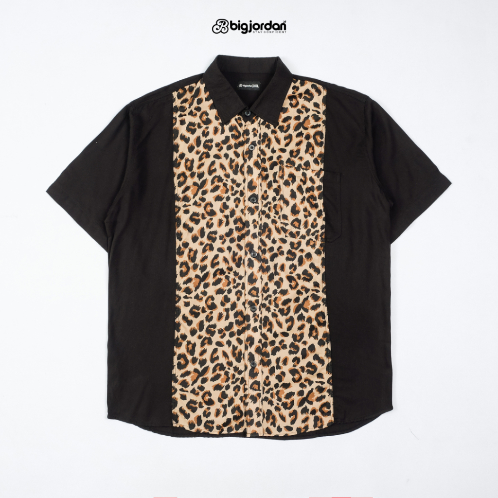 BIGJORDAN ID kemeja motif leopard jumbo 8XL 7XL 6XL 5XL 4XL 3XL kemeja full print oversize kemeja pe