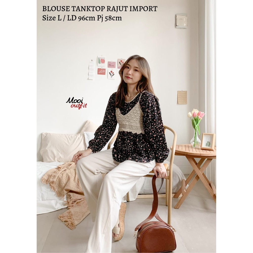 Blouse Rompi Rajut Korean Style Wanita / blouse wanita korean style rompi rajut