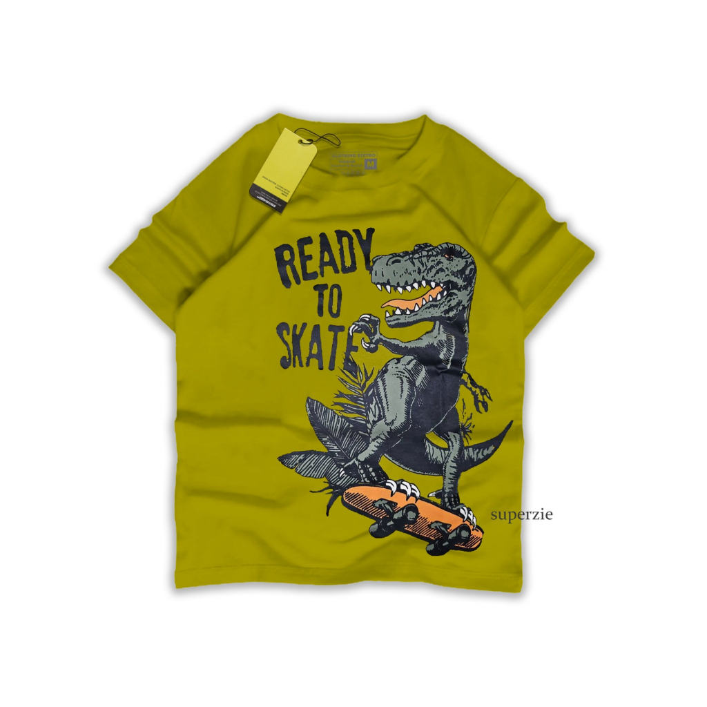 Kaos Anak Distro laki laki Tyrex Skateboar Ijo Sampurna Rgkids Bandung Abadigrosir Kaos Dino Dinosaurus