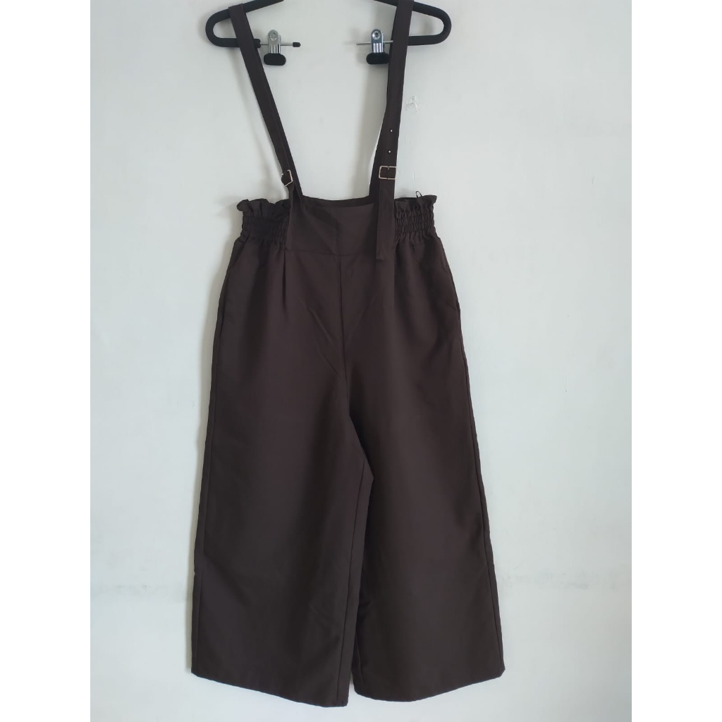 Jumpsuit/Overall/Celana Kulot size M warna Coklat Tua Preloved 01