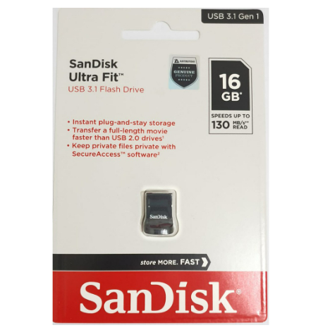 Flashdisk SanDisk 16GB USB 3.1 130MBps  Ultra Fit CZ430 - Garansi Resmi 5 Tahun