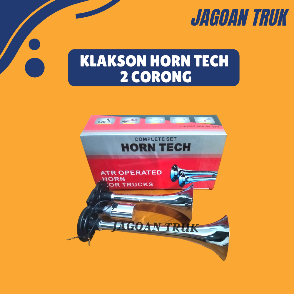 Klakson Angin / Air Horn 2 Corong Terompet Untuk Mobil 12 - 24 Volt  Merek HORNTECH