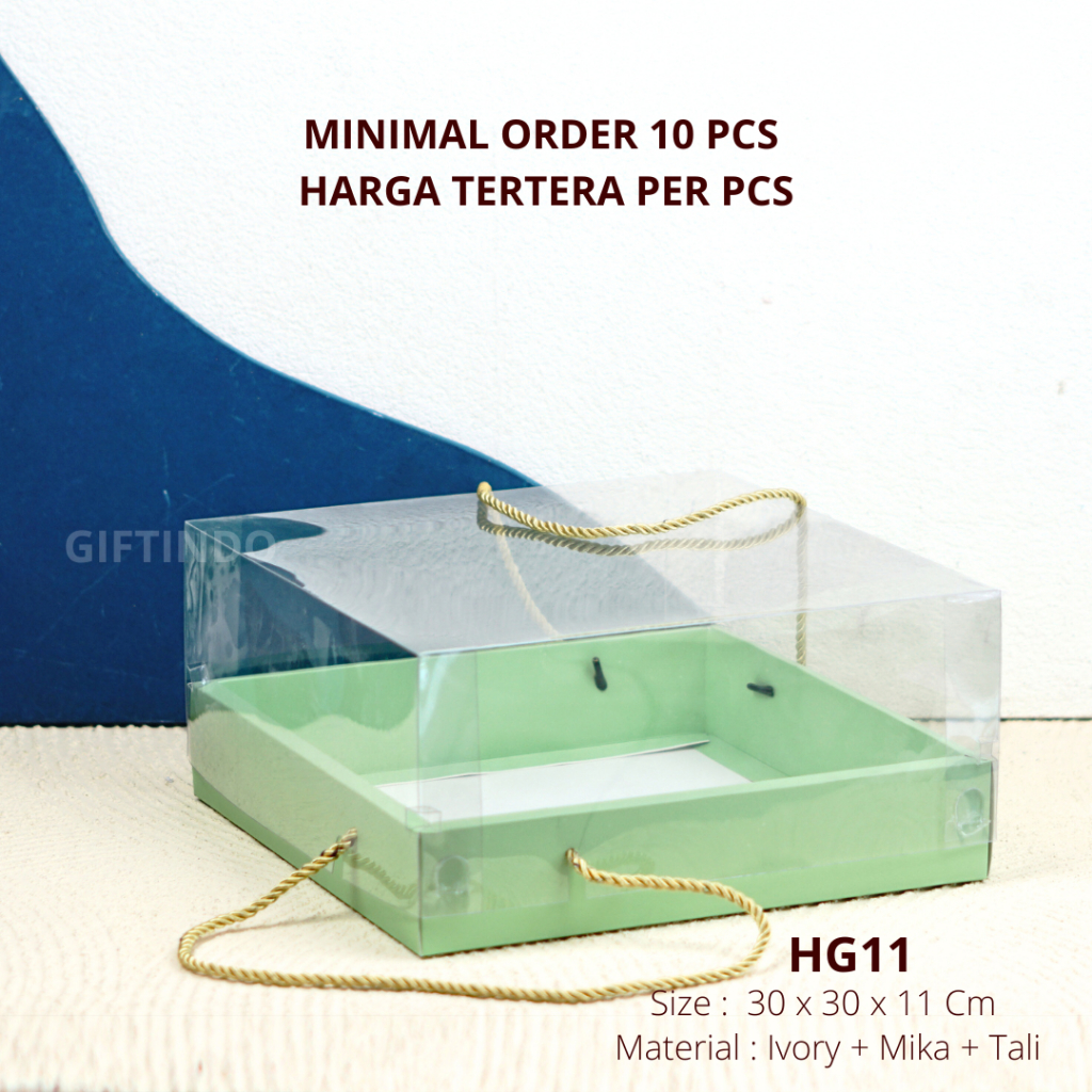 

Box Mika Kotak / Box Mika Handle Tali / Box Kue Mika / Box Mika Ukuran 30x30x11cm / Bok Kue / Box Hampers I HG11