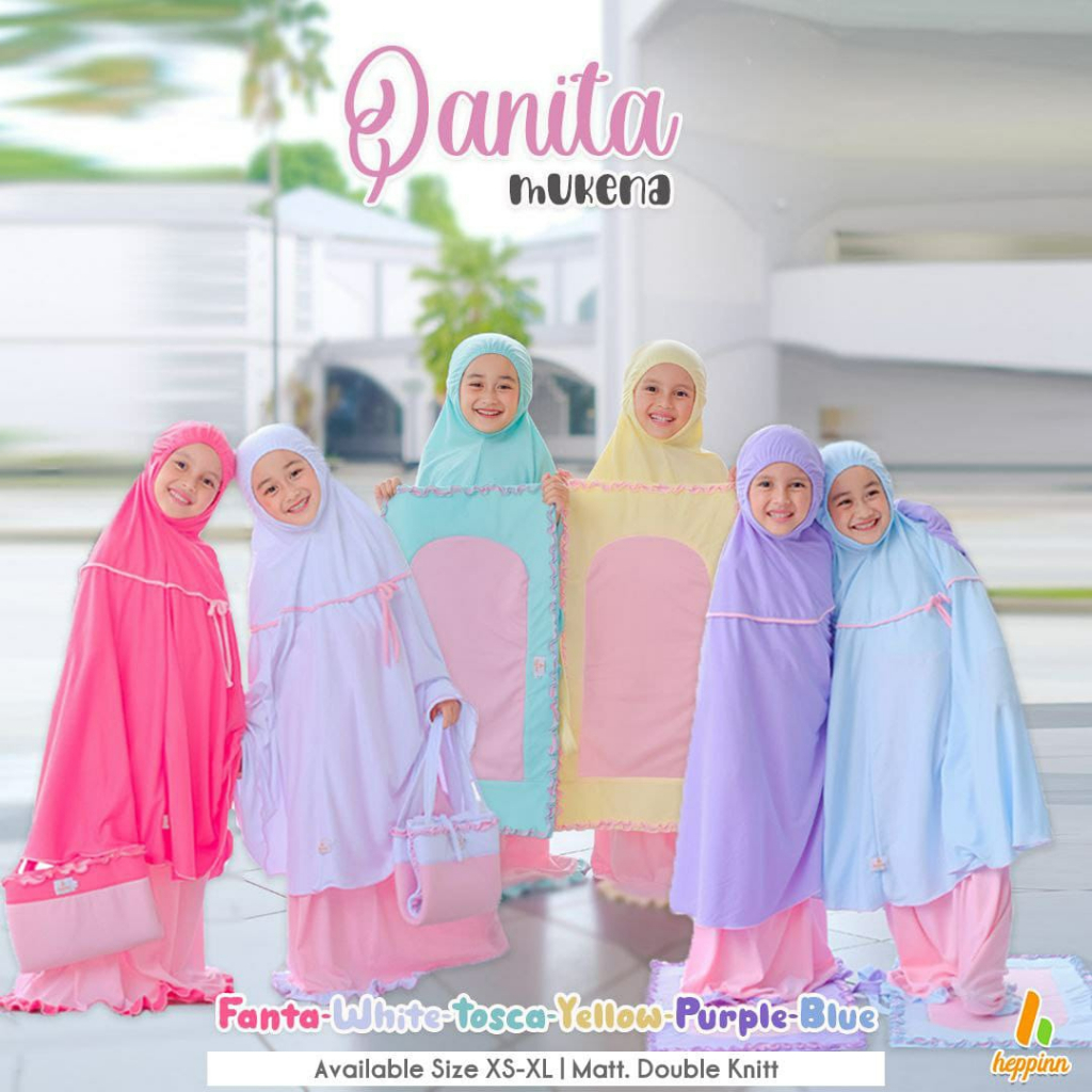 Mukena anak sd/mukena anak 10 tahun/mukena+sajadah qonita by heppin
