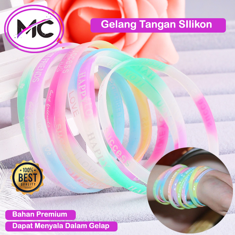 Gelang Karet Warna SIlikon Band Glow In The Dark Aksesoris Anak Gelang Menyala Dalam Gelap Unik