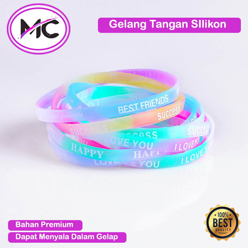 Gelang Karet Warna SIlikon Band Glow In The Dark Aksesoris Anak Gelang Menyala Dalam Gelap Unik