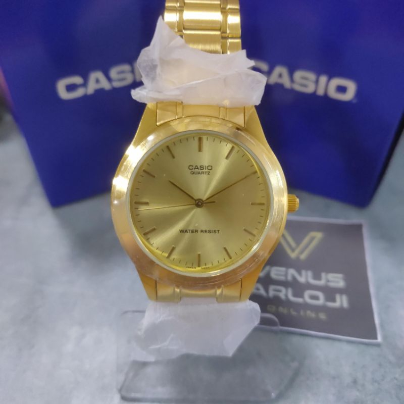 Jam Casio CS MTP 1128N 9AR MTP-1128N-9AR Pria Rantai Gold Bulat