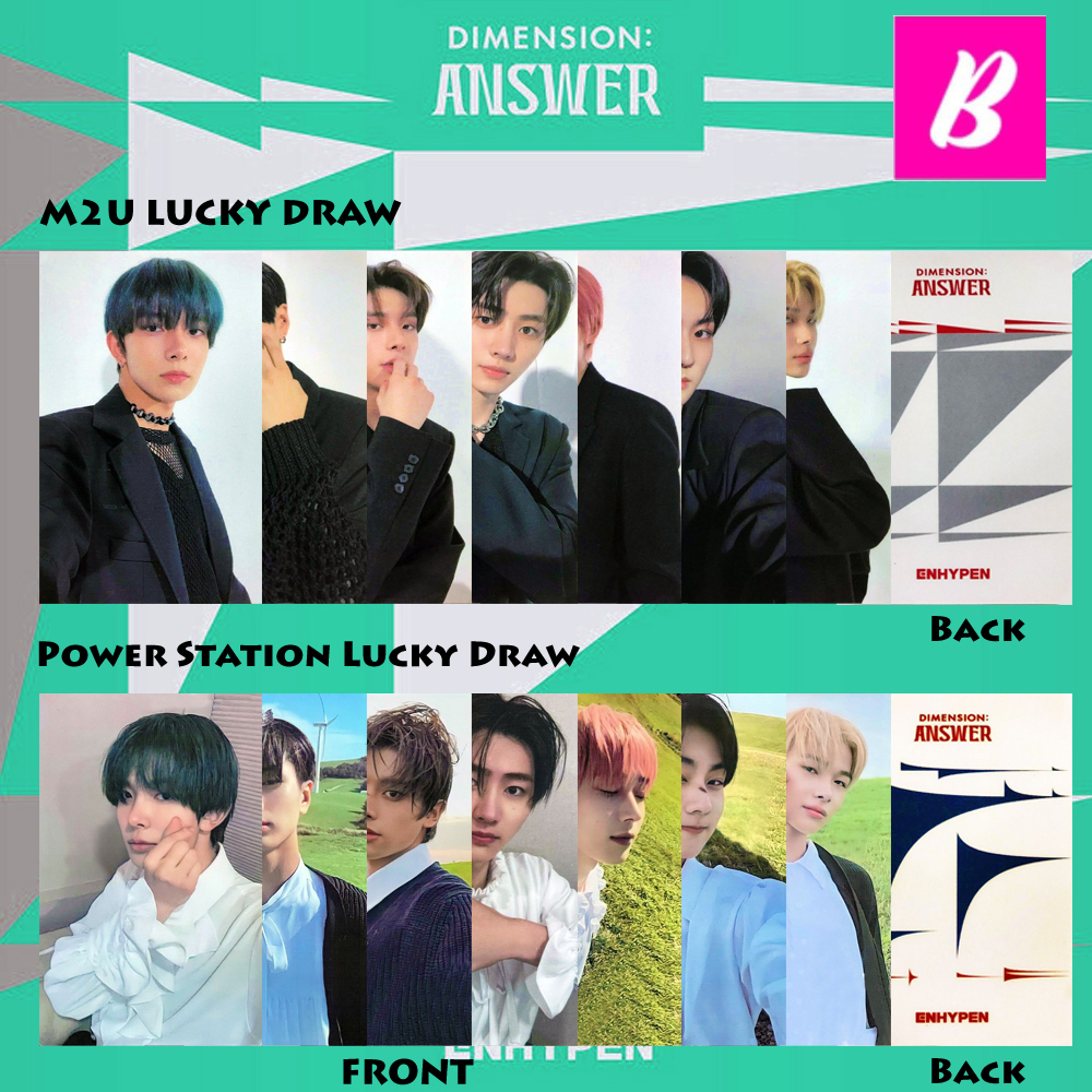 ENHYPEN DIMENSION : ANSWER ALBUM M2U LUCKY DRAW & POWER STATION PHOTOCARD UNOFFICIAL