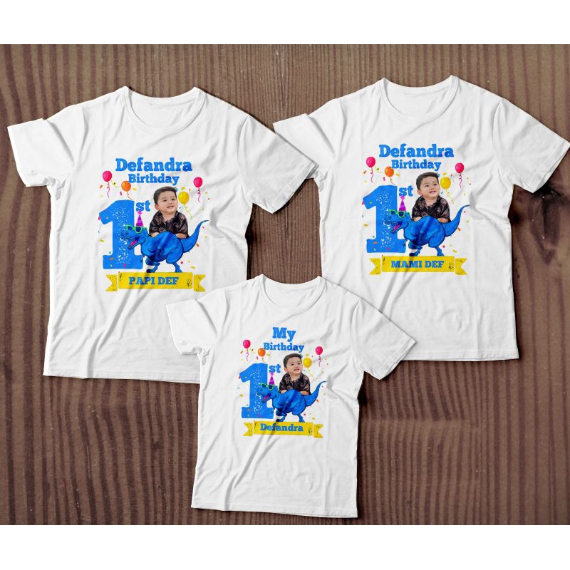 kaos foto anak/ kaos foto/ kaos custom/kaos custom foto/ kaos Dino/ kaos foto ulang tahun/ kaos anak