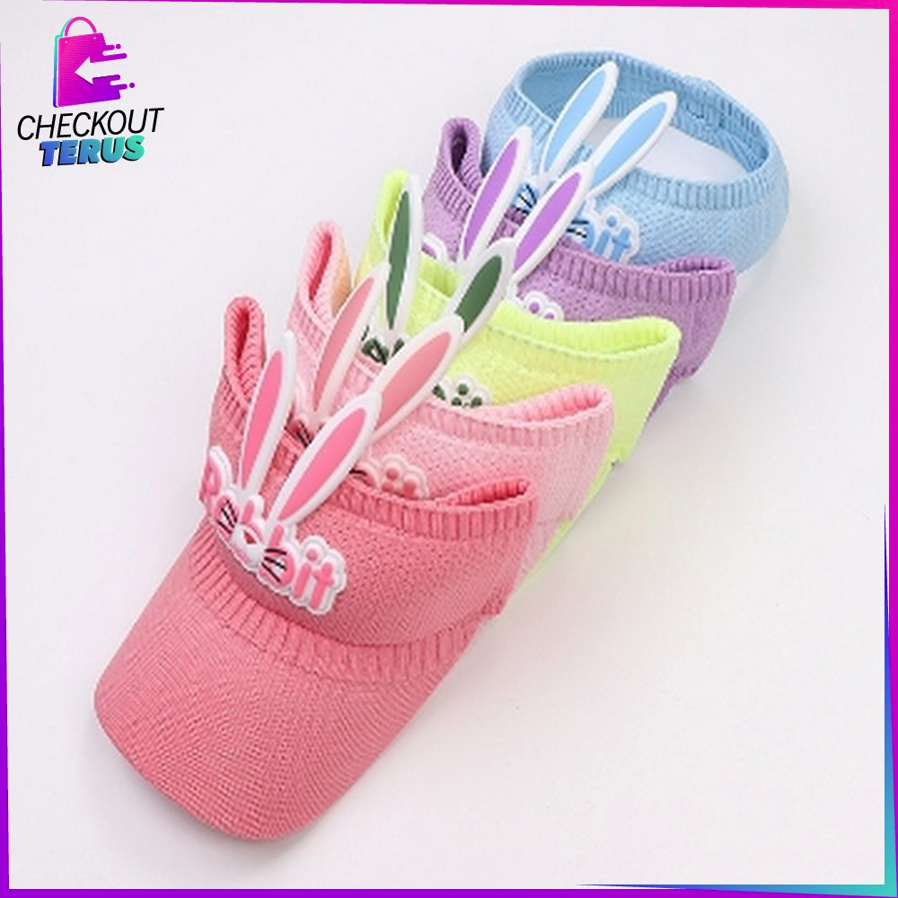 CT P579 Topi Anak Rajut Visor Pantai Fashion Anak Motif Kelinci Baseball Anti Uv Topi Rabbit Topi Golf Senam Sport Olahraga Import