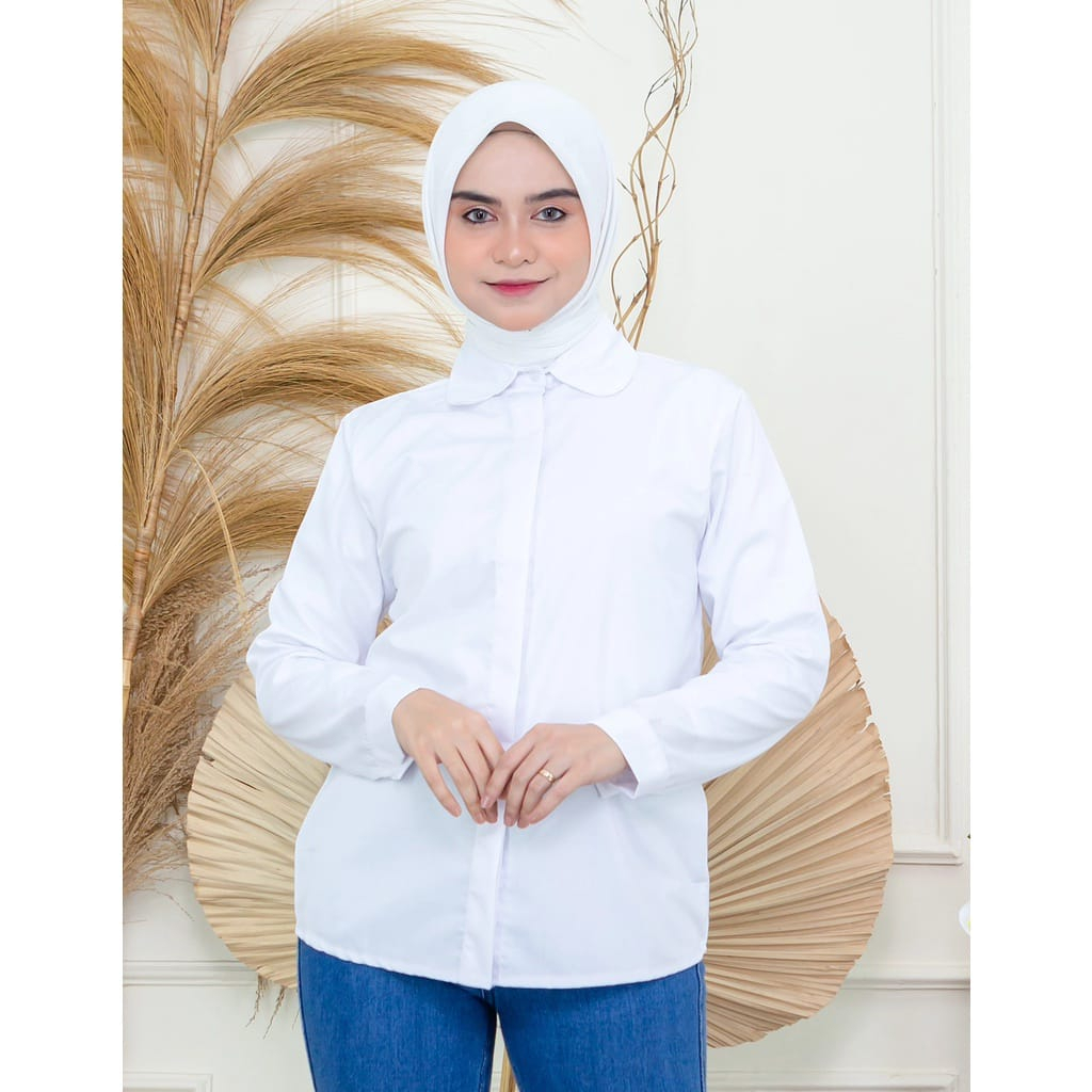 RINIS - Kemeja Katun Polos Formal Wanita Premium Quality