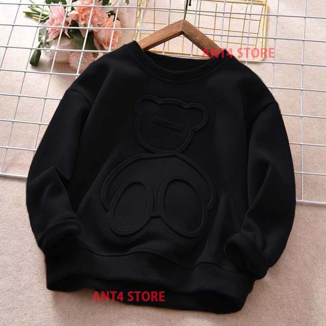 SWEATER 3D TIMBUL jaket anak perempuan umur 2 - 12 tahun crewneck bear emboss