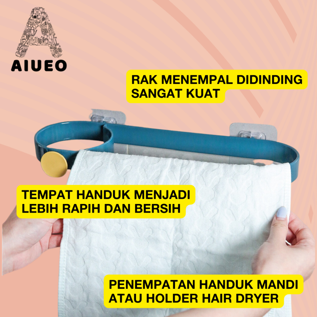 AIUEO | Gantungan Handuk Rak Handuk Dinding Kamar Mandi Cantolan Handuk Praktis