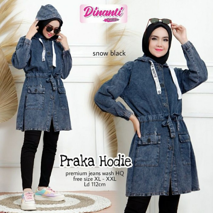 PARKA HODIE JEANS / PARKA JAKET HODIE / JAKET PARKA JEANS WANITA / JAKET JEANS JUMBO