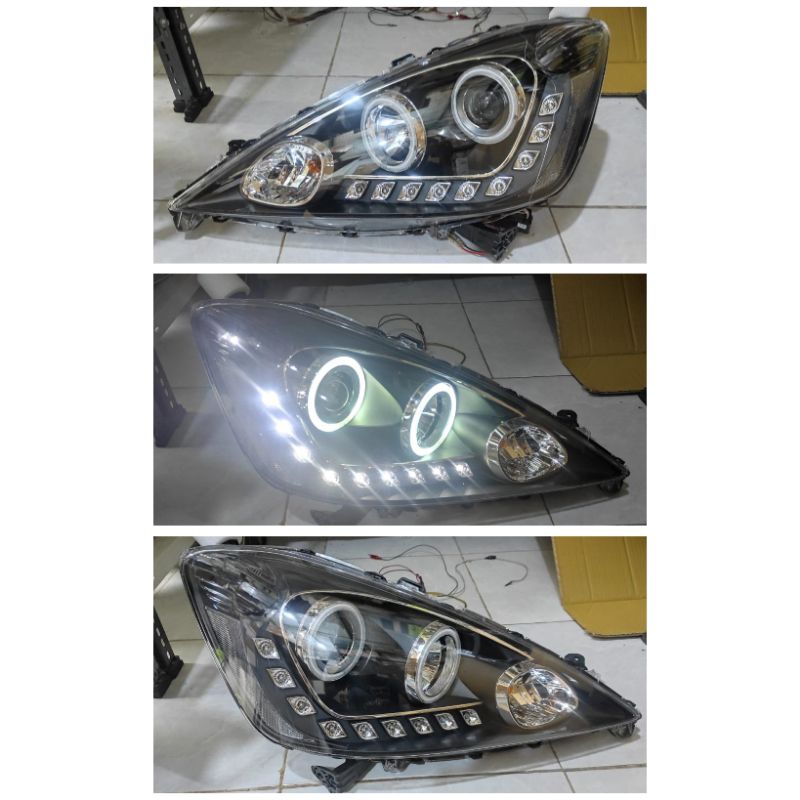 HD582-B7WCW-BH Headlamp Jazz RS GE8 2008-2011 Projector Angel Eyes LED Starline Black Housing