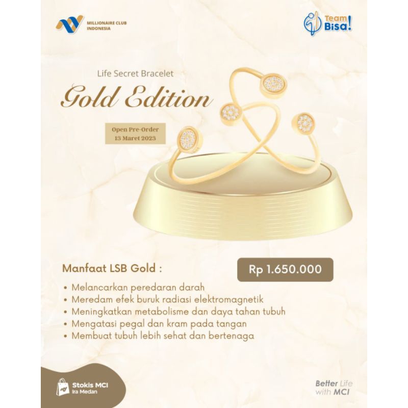 Gelang mci warna gold ( new series ) / live secret healthy mci /gelang mci original murah