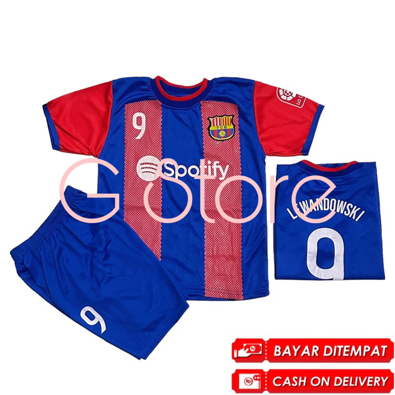 BISA COD / SETELAN BAJU BOLA LEWANDOWSKI TERBARU / JERSEY BOLA BARCA TERMURAH / SET KAOS UNISEKS BERKUALITAS CEPAT KERING NYAMAN