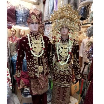 Set baju pengantin adat Palembang/set mahkota dan baju palembang