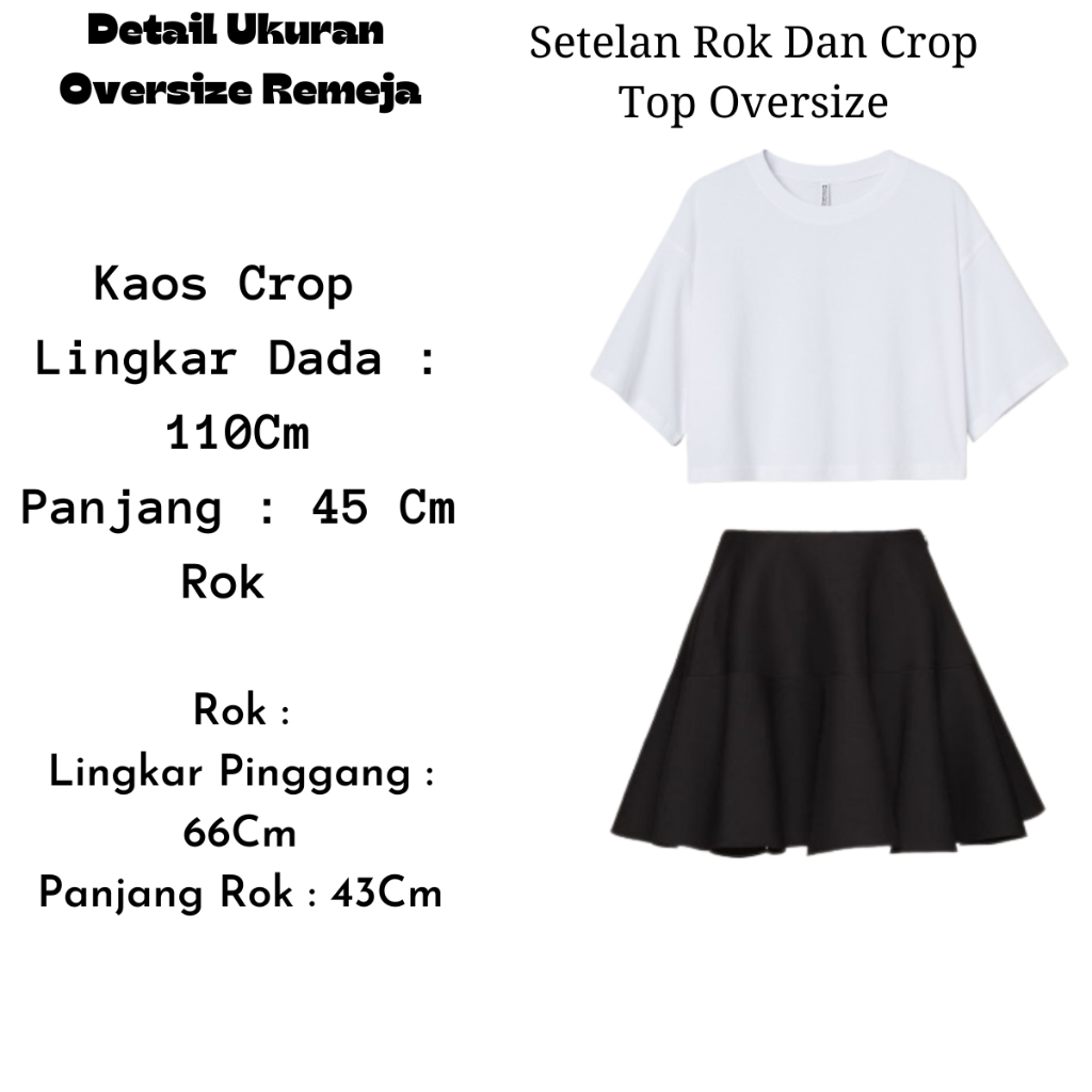 JBF 1 Set Outfit Cewek Kekinian Atasan Crop Top Oversized Avacado Dan Celana Rok