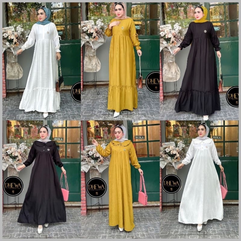 DRESS MUSLIM WANITA / SHANIE DRESS DHEWA TERBARU  / GAMIS WANITA MUSLIM BAHAN POLO LINEN