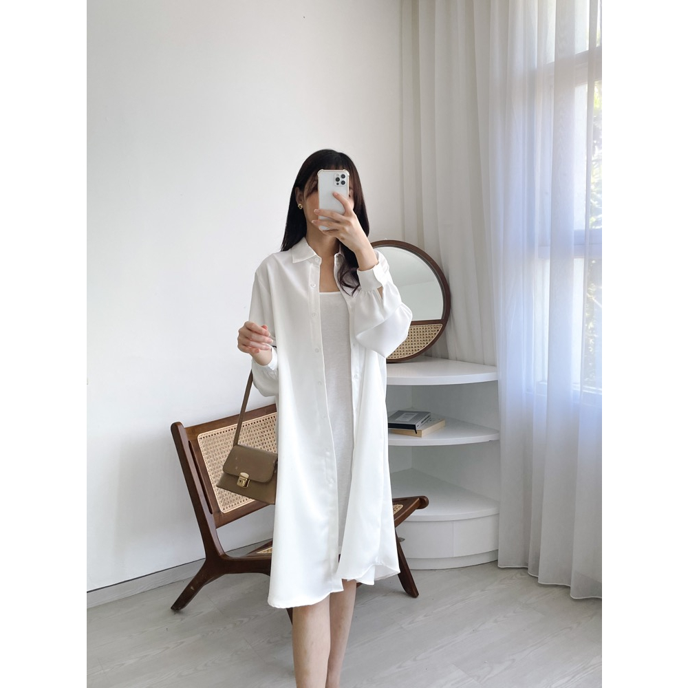 Kadaka D-0183 Kemeja Panjang Putih Cantik Wanita Free Inner