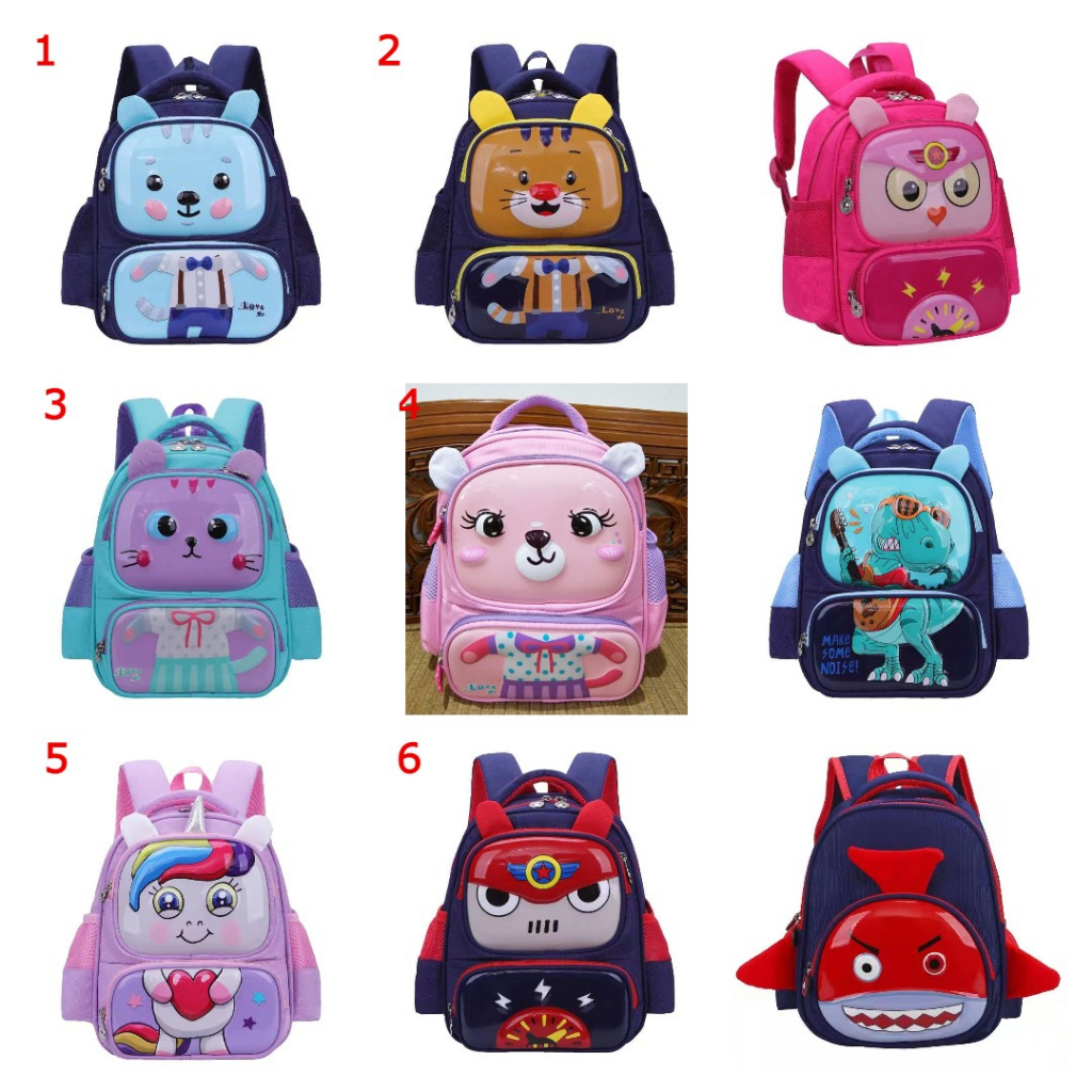 Tas Ransel Anak PAUD TK Karakter HEWAN ANIMAL KARTUN LUCU CUTE IMUT GEMEZ - Gambar TIMBUL IMPORT