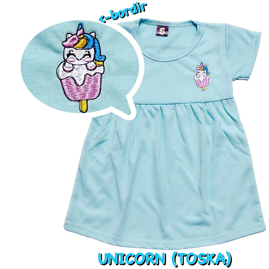 YEYA - BAJU DRESS/DASTER ANAK KIDS PEREMPUAN/CEWEK BAHAN KAOS KATUN COMBED UNGU/LILAC/MERAH MAROON/TOSKA/PINK BORDIR