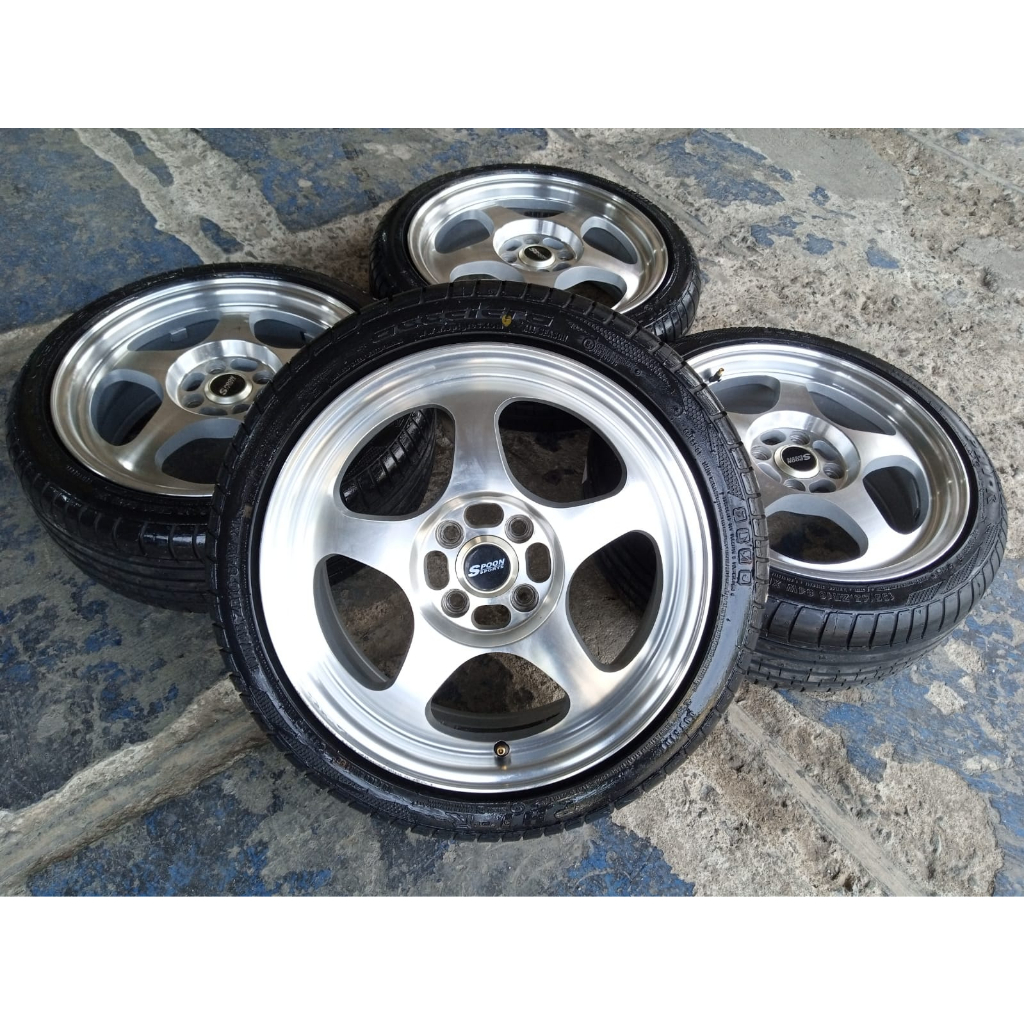 velg mobil racing bekas ring 16x7 type spoon plus ban 195 45 cocok untuk agya ayla jaz datsun