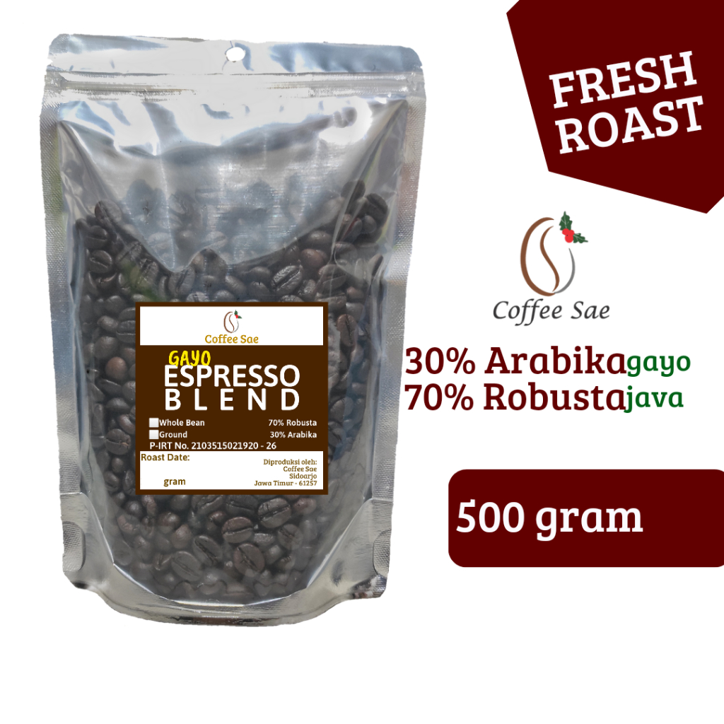 

GAYO ESPRESSO BLEND 500 gram Biji Kopi atau bubuk 70:30