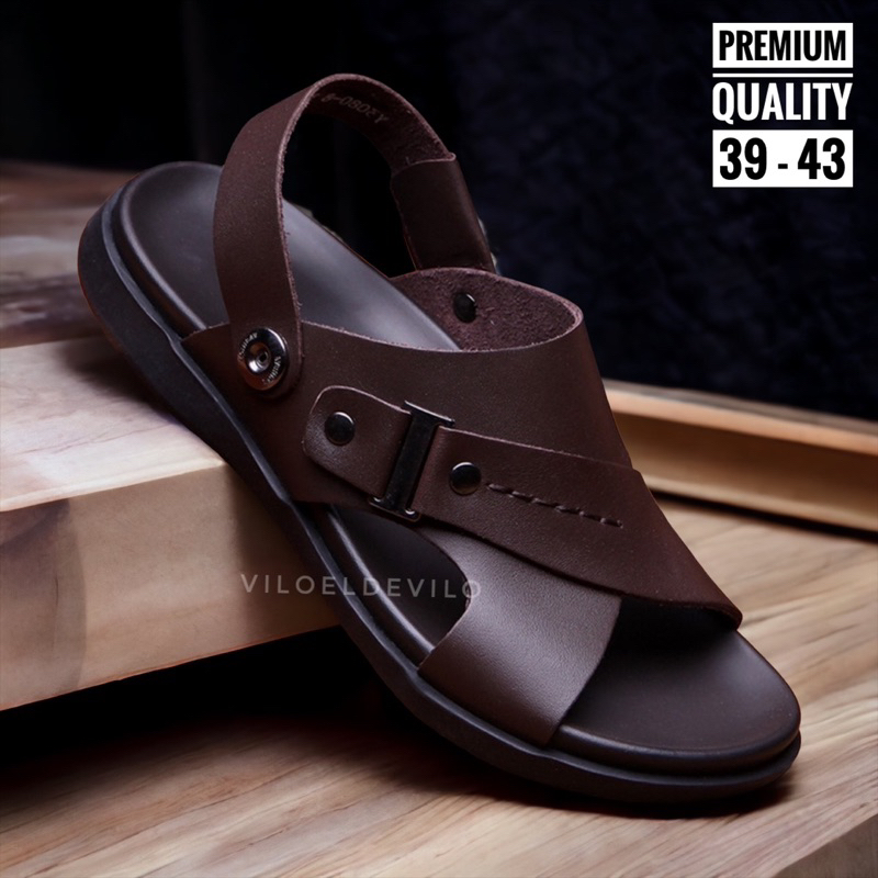 Sandal Pria Slide Sandal Kulit Terbaru