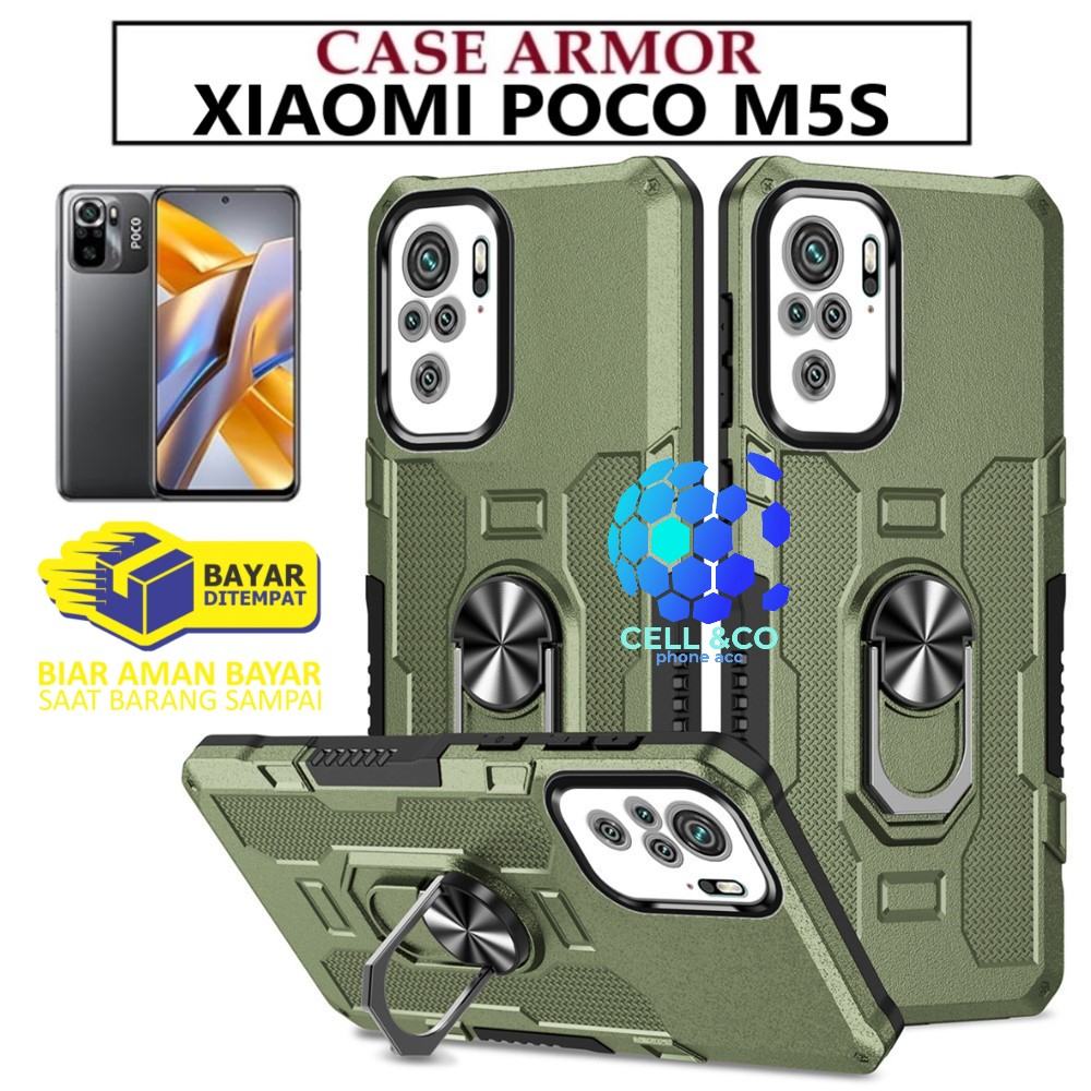 Case Armor XIAOMI POCO M5s Iring Cincin Magnetic Kesing Hp Protect kamera Premium Hard Case Standing Robot Pelindung Kamera