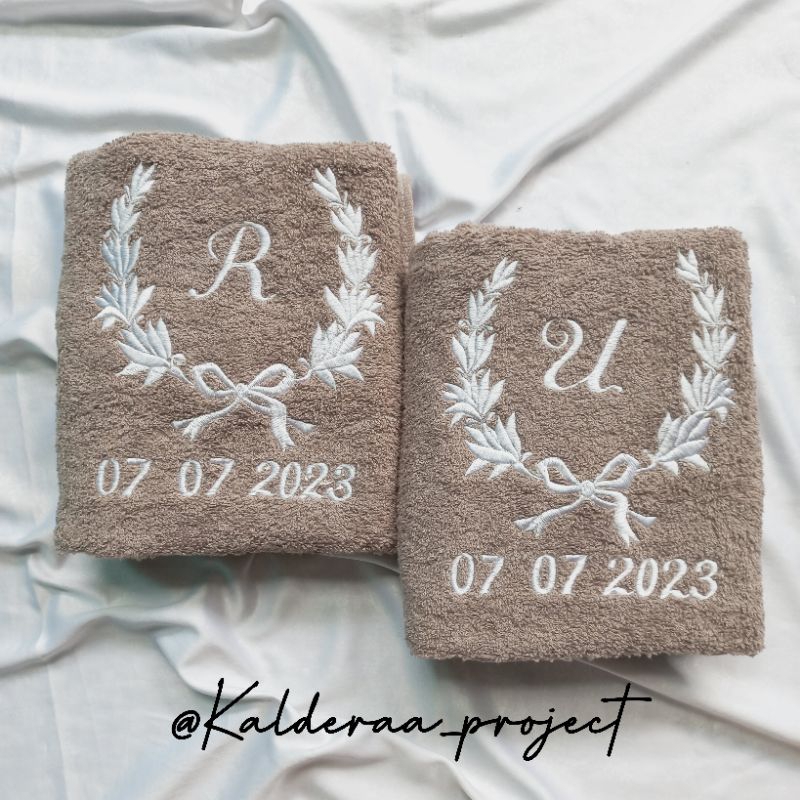 Handuk Bordir Couple Isi 2 Pcs Handuk / Handuk Seserahan / Kado Pernikahan Handuk / Bordir Handuk /