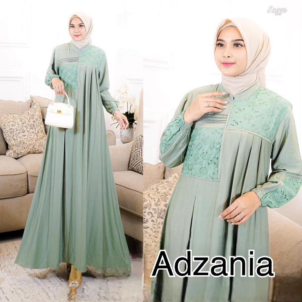 GAMIS WANITA ADZANIA DRESS NJ Bahan Polo Linen Mix Brukat Malika LD 100 - 120 cm PB 138 cm GAMIS WANITA TERBARU 2023 KEKINIAN // DRESS WANITA KEKINIAN // MAY DRESS WANITA JUMBO // PAKAIAN MUSLIM WANITA
