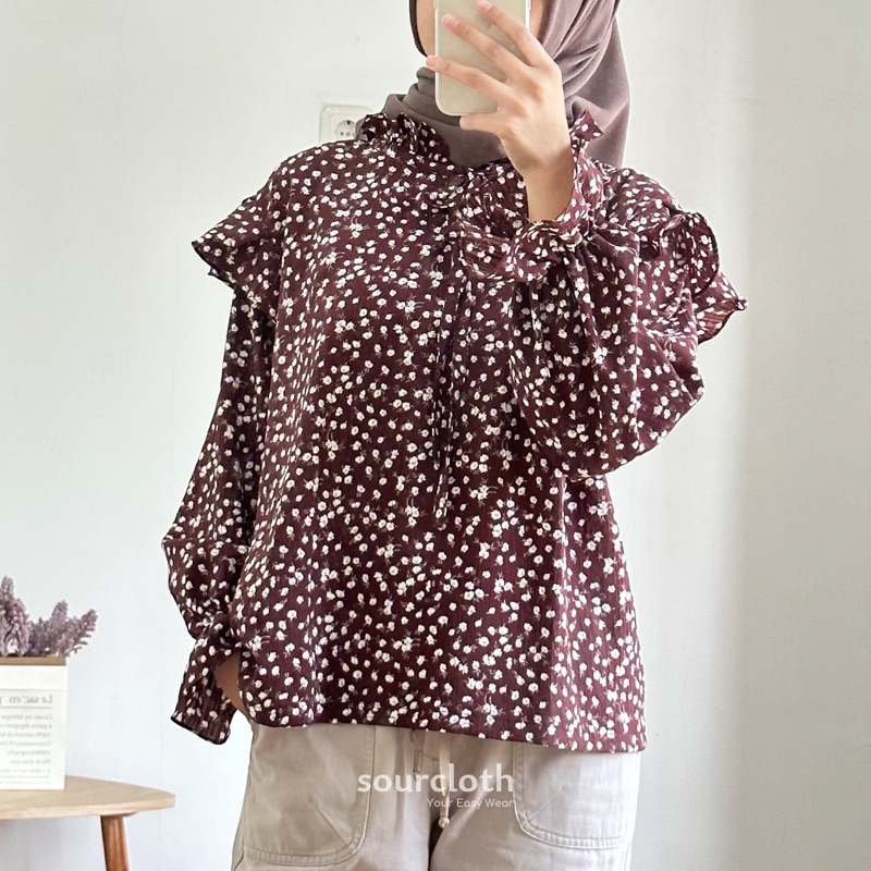 NANCY BLOUSE - Atasan Wanita Arumi Set Motif Bunga