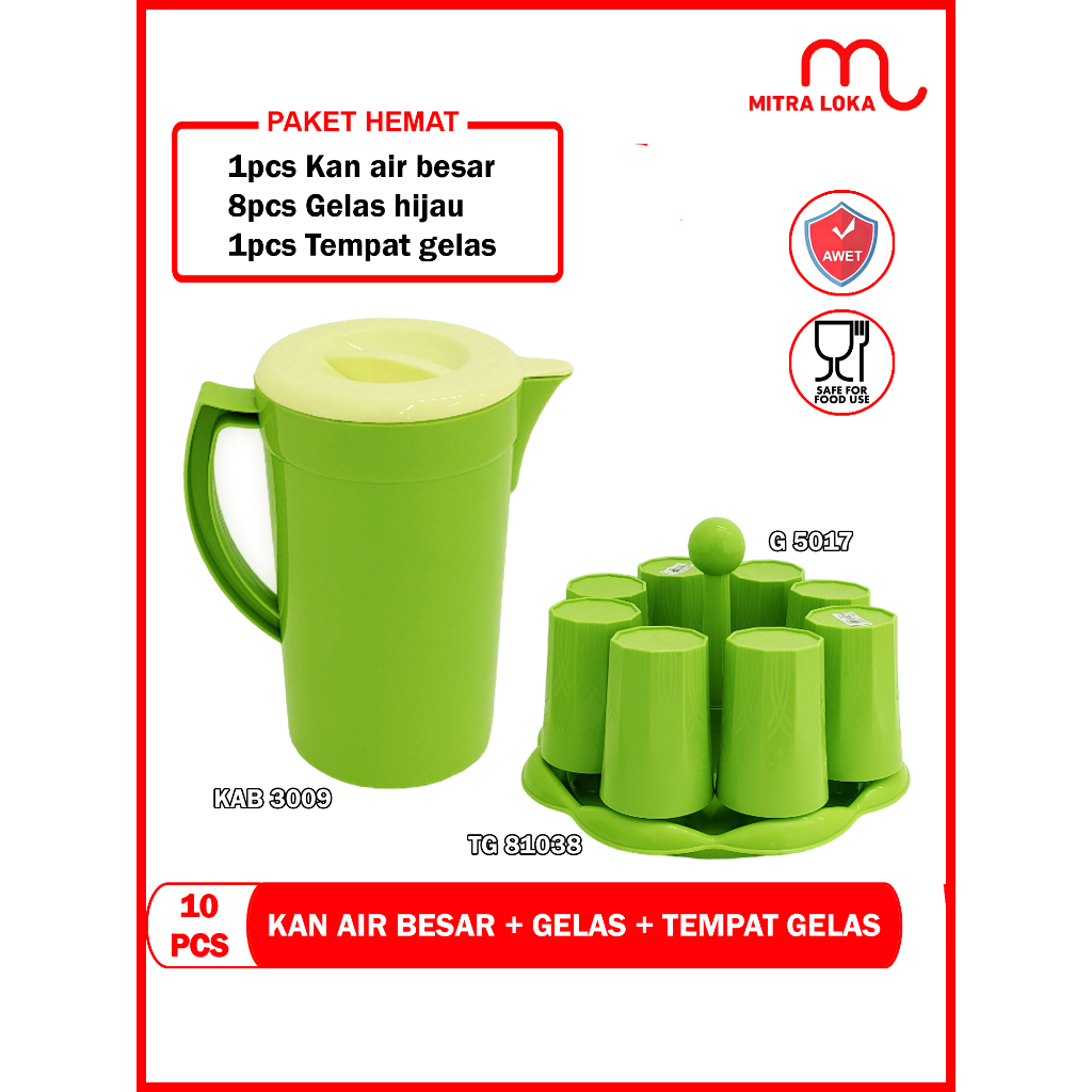 Mitra Loka Stand Gelas Set Teko Plastik Golden Sunkist KAB 3009