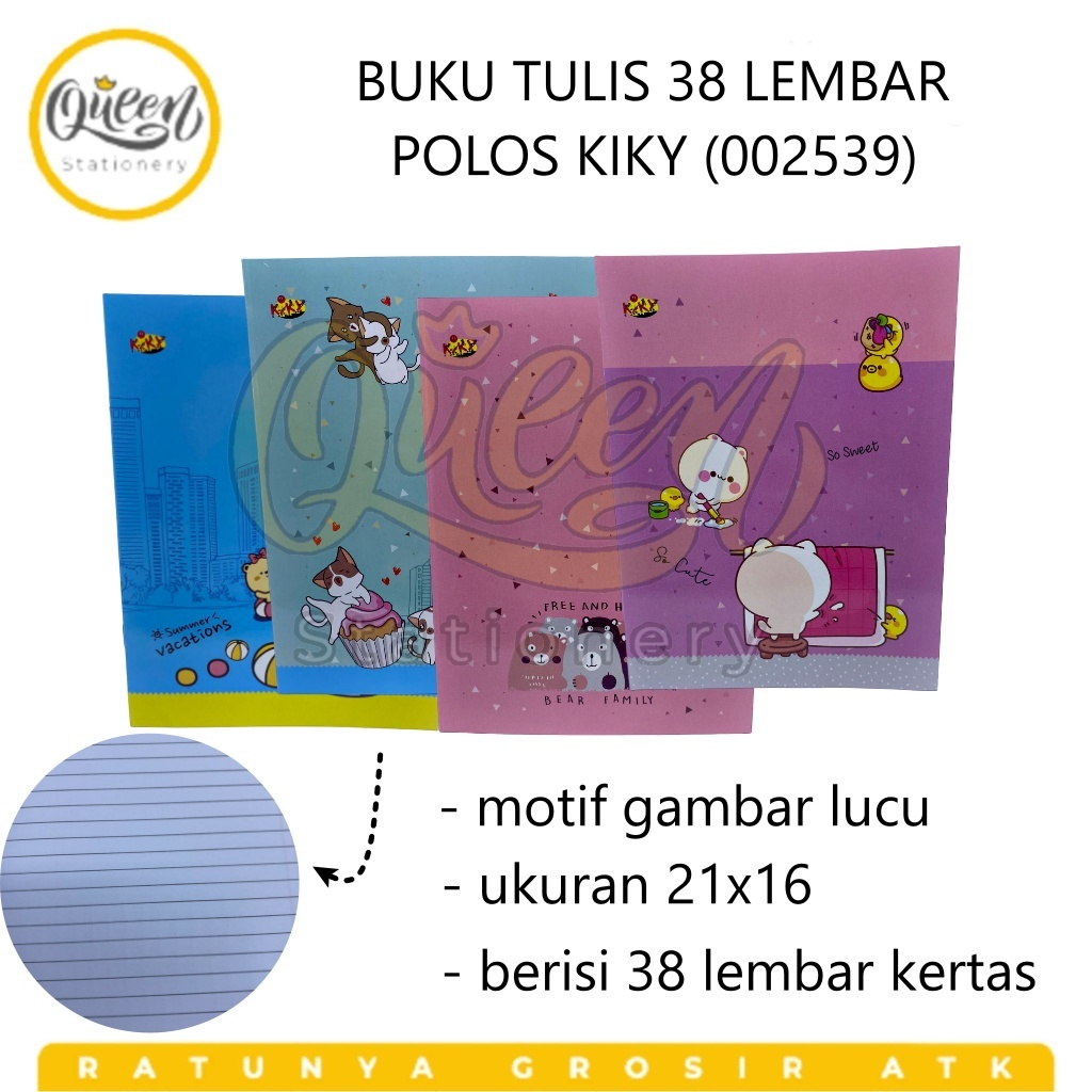 

1 PCS BUKU TULIS 38 LEMBAR POLOS KIKY NOTEBOOK BUKU CATATAN SEKOLAH (002539)