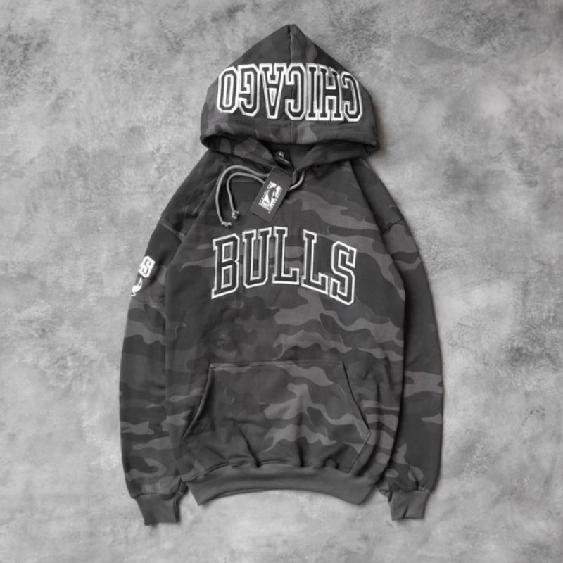 HOODIE CHICAGO BULLS BORDIR CAMO FULL TAG LABEL CASUAL