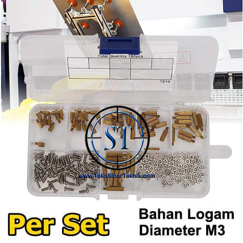 180PCS Set Baut Mur Stand Off Spacer M3 Aksesoris Dudukan PCB Kit Bahan Kuningan Slicer Screw Nut Plus Box