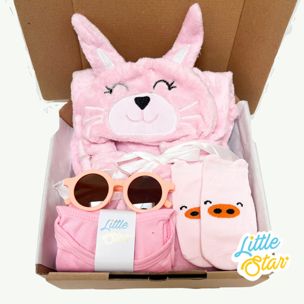 LS 4in1 Hampers Newborn Baby Gift Set Kado Lahiran Selimut Baju Bayi Baru Lahir Unisex Boy Girl