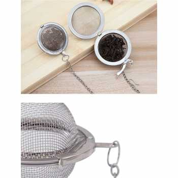 Stainless Steel Filter Saringan Teh Reusable Tea Infuser Strainer / Saringan Teh Kopi Rempah Bumbu Herbal Stainless Anti Karat Aman Berkualitas Murah Multifungsi / Saringan Daun Teh Bulat Bola Ball Spice Seasoning Strainer / Tea Infuser Alat Penyaring Teh