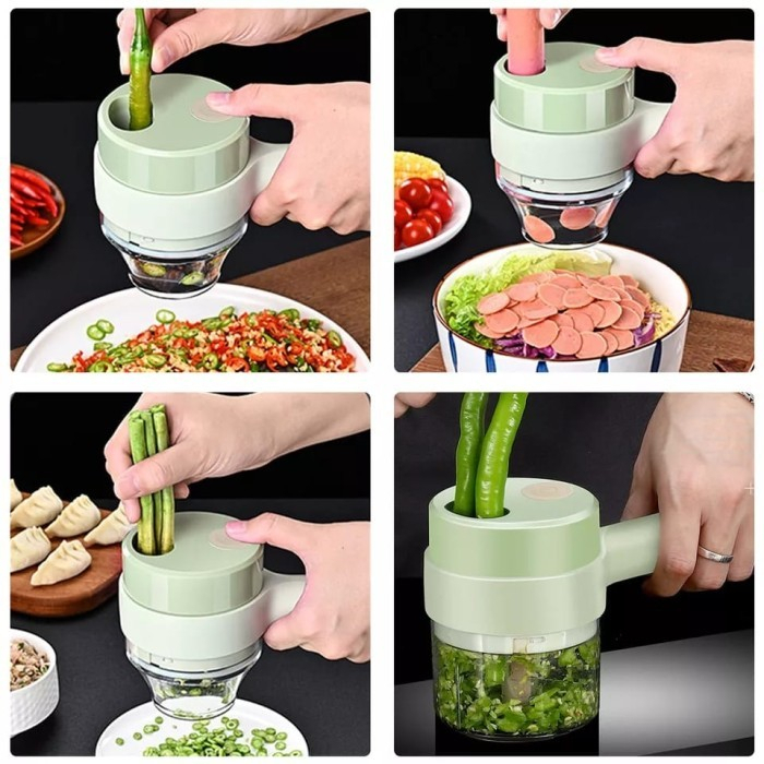 EM  Pemotong Sayur 4 in 1 Set Food Chopper Electric Vegetable Cutter