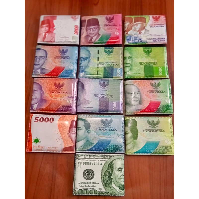 dompet gambar uang 100,000 rupiah bahan kulit PU lokal dan D600 #dompet #dompetanak